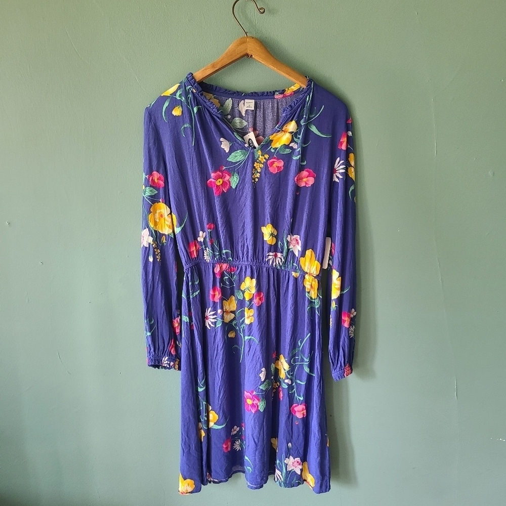 Old Navy Floral Print Light Dress Blue Size Medium